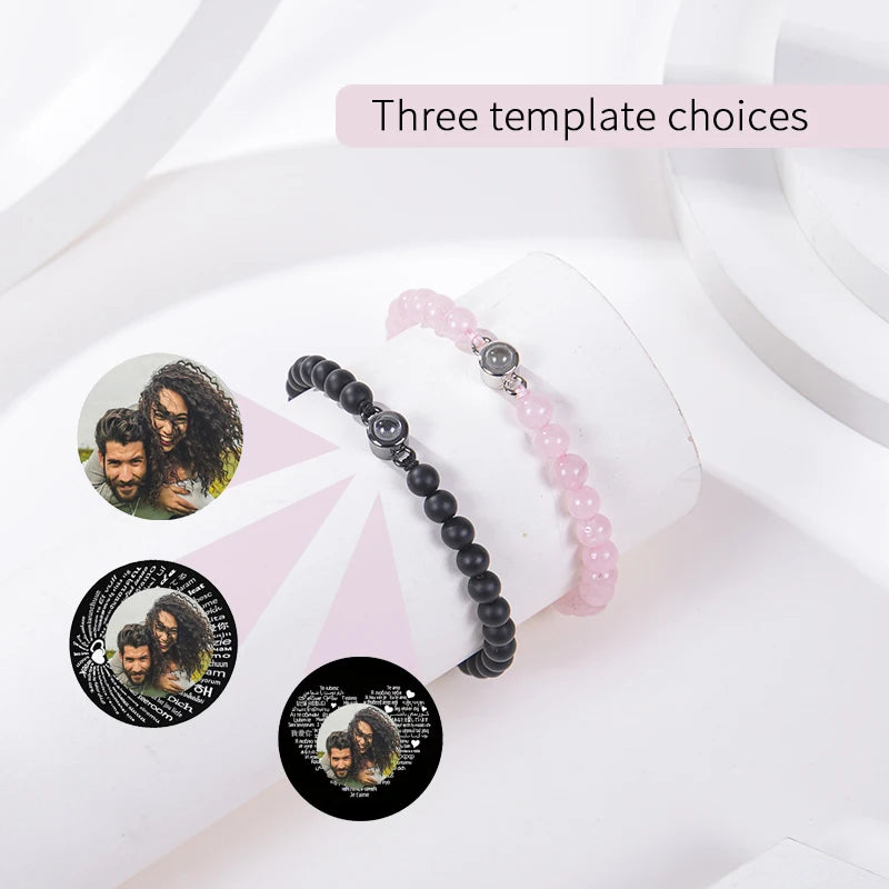 Personalized Photo Projection Customized Couple Memorial Bracelets Gift