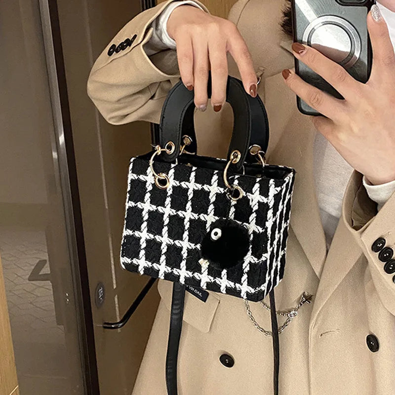 Mini Plaid Woolen Luxury Crossbody Bag