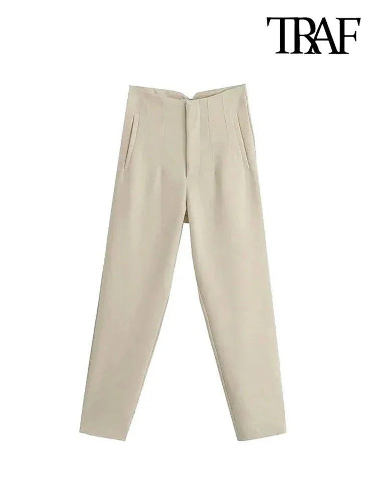 Vintage High Waist Seam Detail Pants