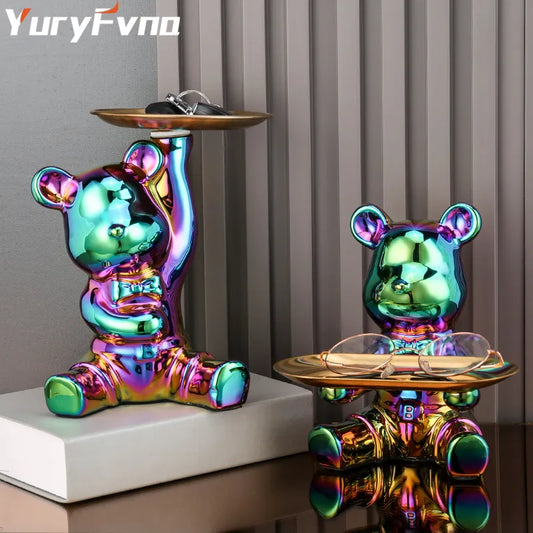 Colorful Ceramic Bear Storage- Decorative Sculpture