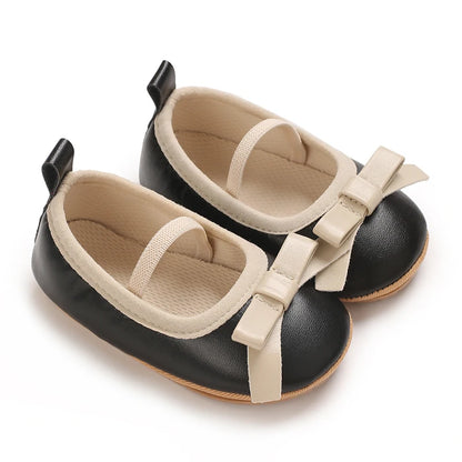 Chaussures antidérapantes pour nouveau-né fille avec nœud princesse pour fête de mariage
