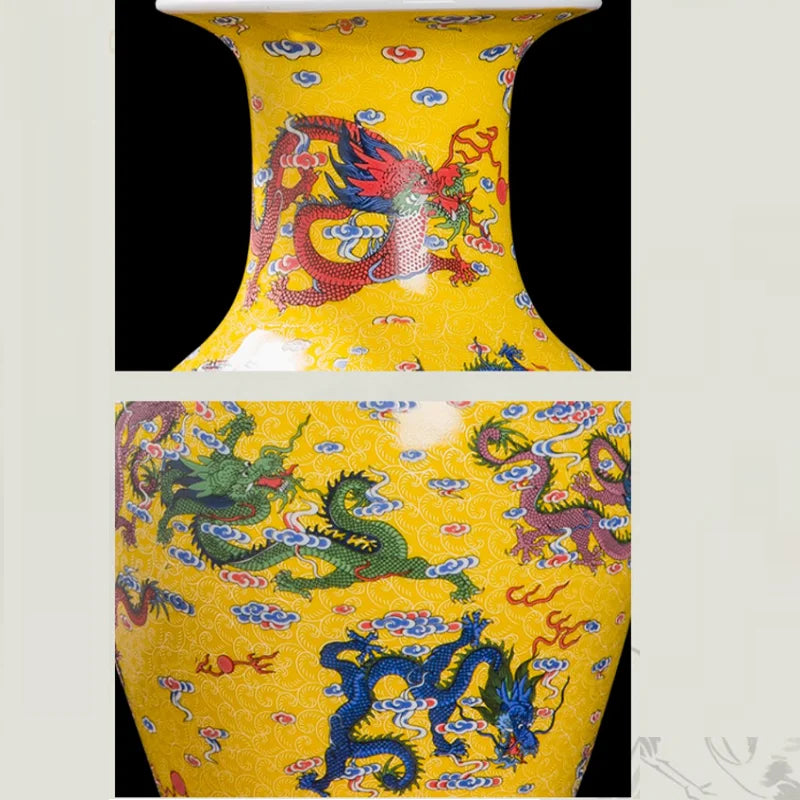 Jingdezhen Ceramic Nine Dragons Glow Vase