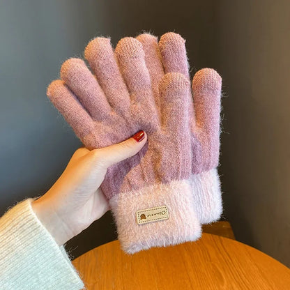 Gants tricotés en laine polaire pour écran tactile