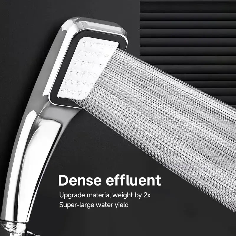 300-Hole Pressurized Square Showerhead - Handheld & Water Saving