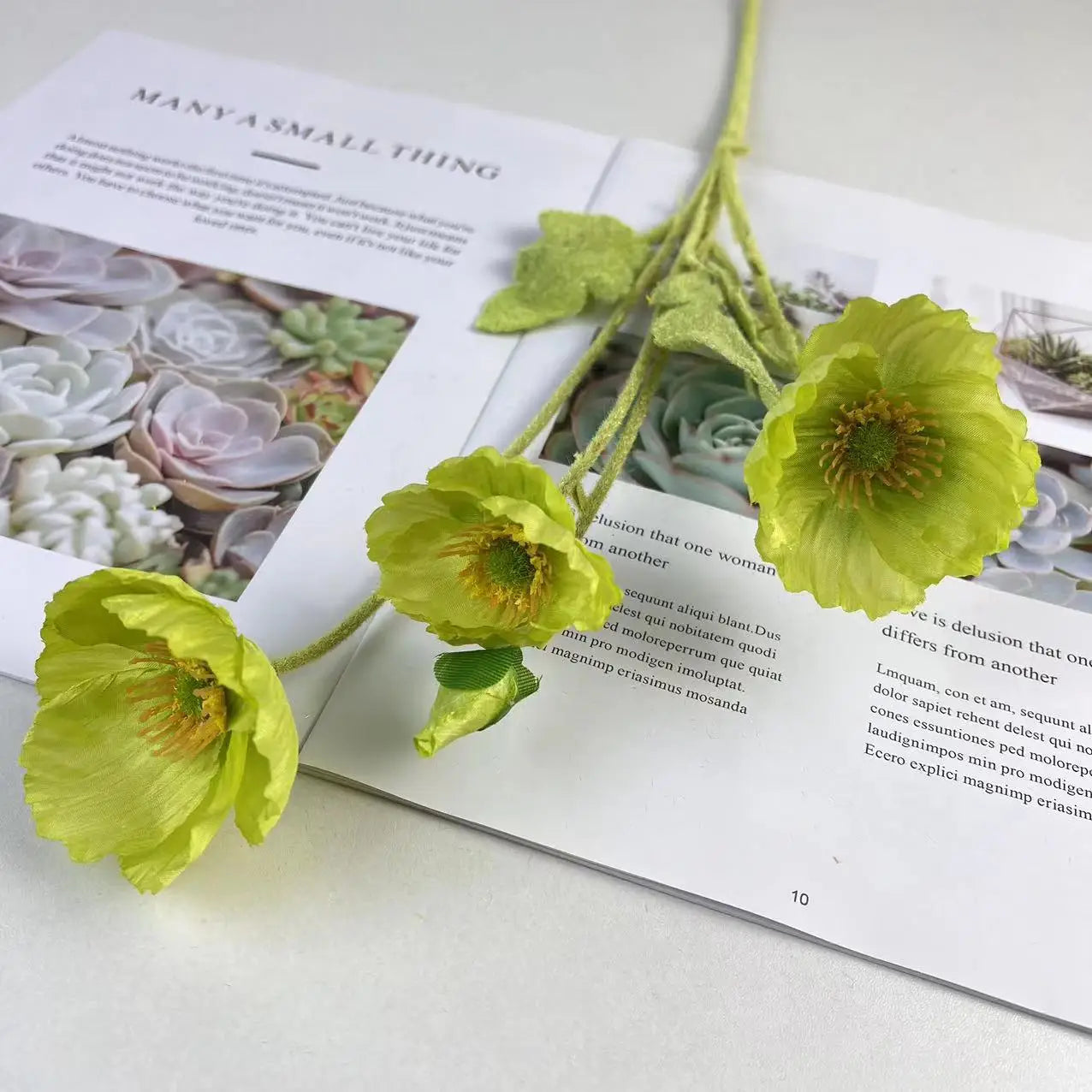 Bouquet de fleurs artificielles en soie de pavot pour décoration d'intérieur