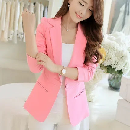 Elegant Women's Skinny Patchwork Blazer with Ruffles for Spring/Summer