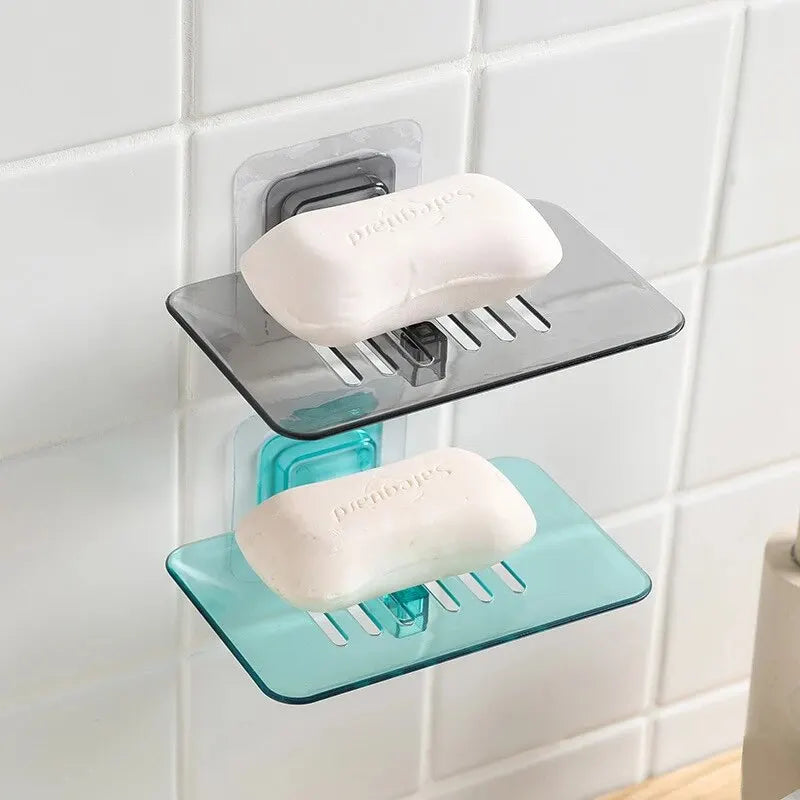 Self-Adhesive Transparent Wall-Mounted Soap Rack