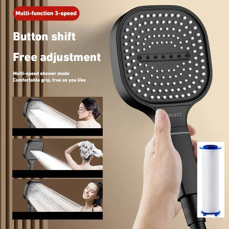 Large Panel 3Modes Adjustable High Pressure Massage Shower Head Bathroom Accessories