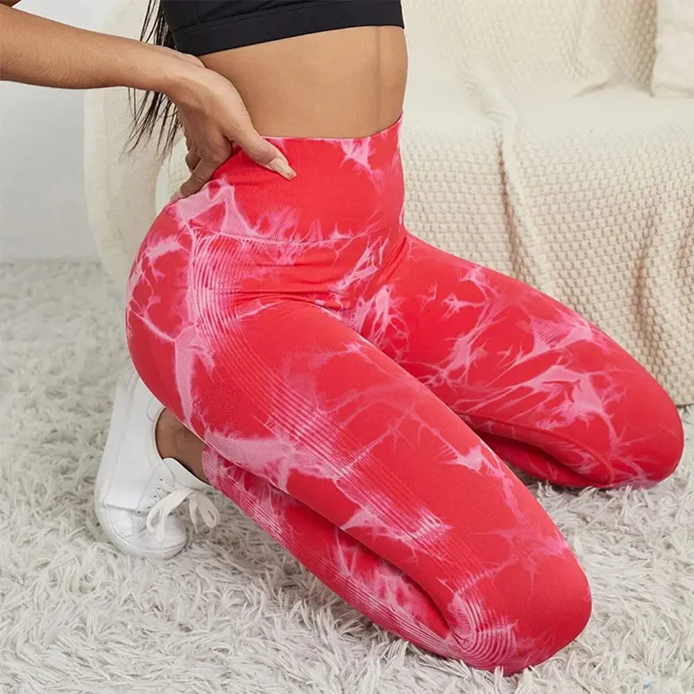 Nahtlose Sport-Leggings mit Batikmuster 