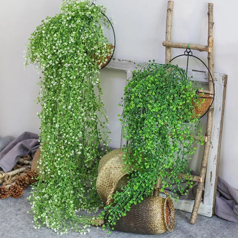 5-Fork Artificial Rattan Vine & Hanging Leaves