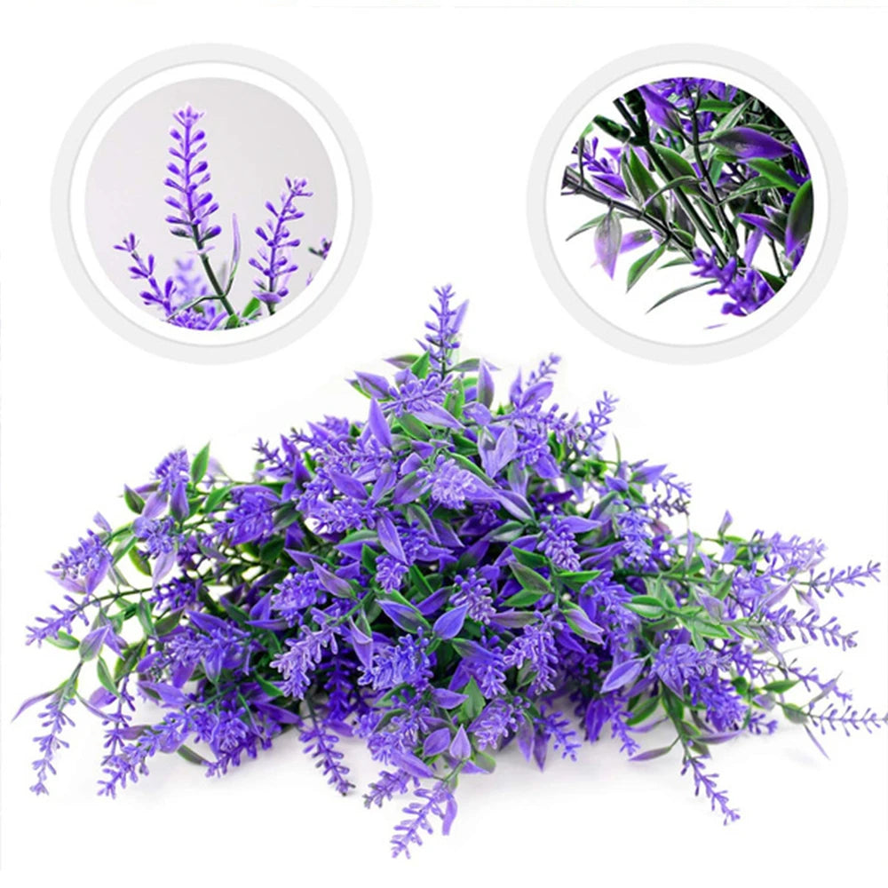 8pcs Faux UV Resistant Lavender Flowers for Outdoor Decor