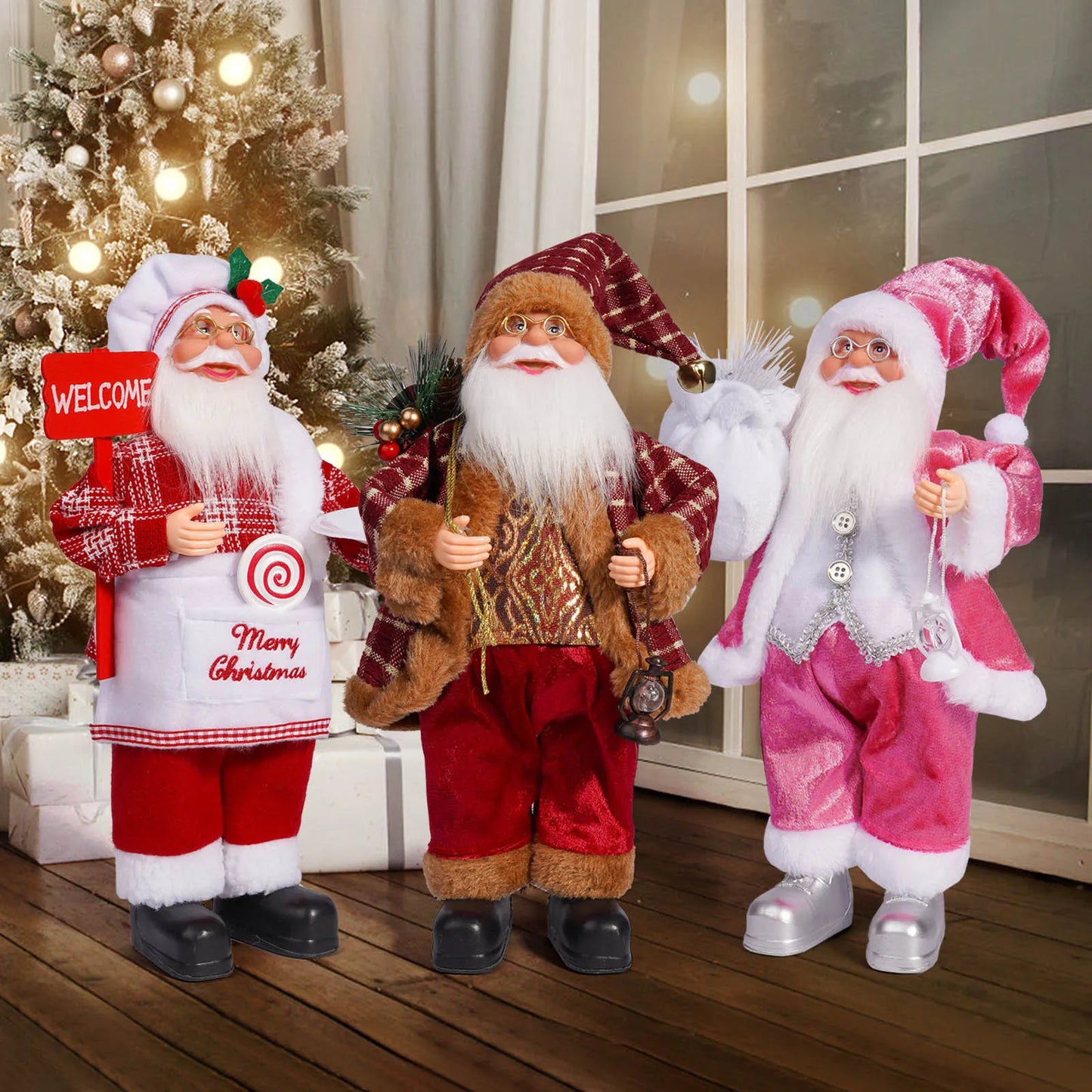 12 Zoll große stehende Weihnachtsmannfigur als Dekoration