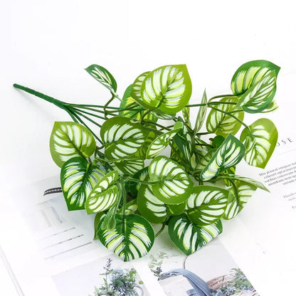 Artificial Tortoiseshell Leaf Dieffenbough Plant Decor