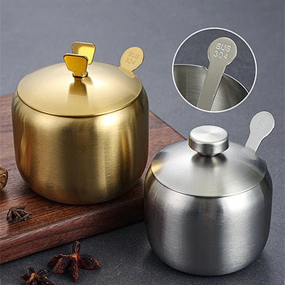 Stainless Steel Seasoning Jar & Lid Spoon