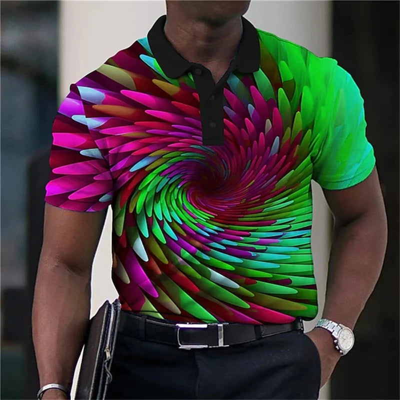 Poloshirt mit 3D-Druck „Optical Illusion“ für Herren