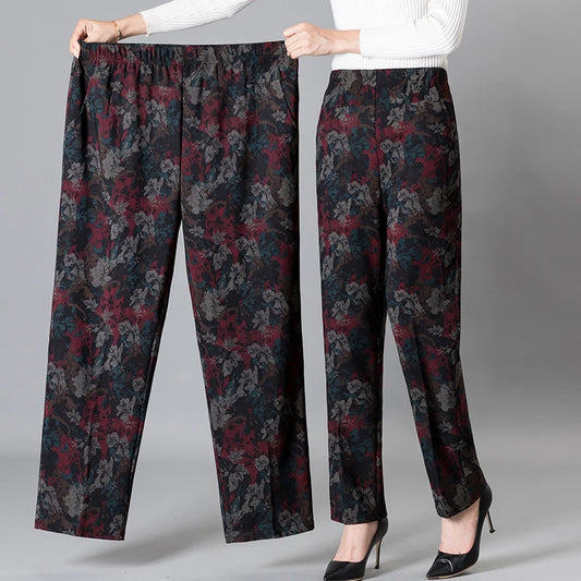 Oversize 8XL 9XL Printed High-Waist Trousers