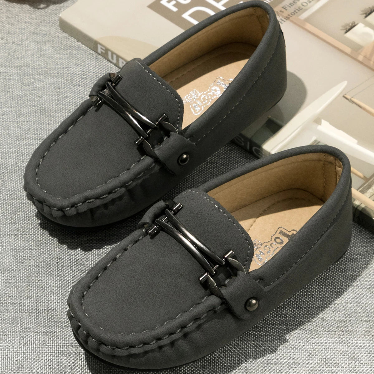 Baby Boys Girls Breathable Rubber Sole Moccasins Leather Shoes