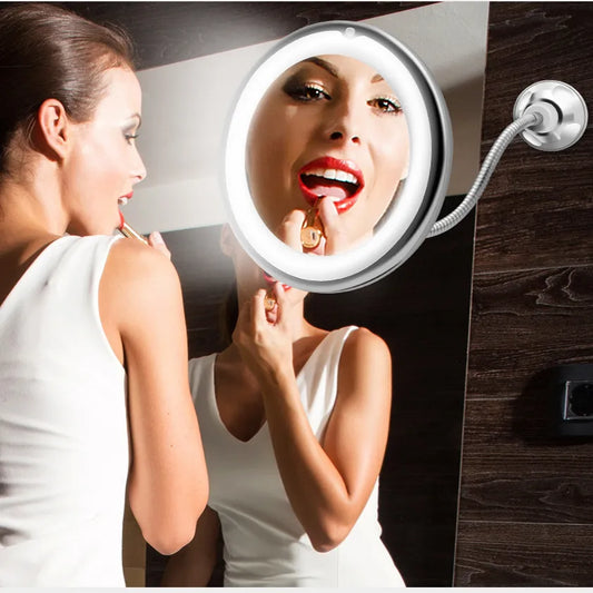 Miroir de maquillage éclairé par LED – Miroir de courtoisie grossissant pour salle de bain