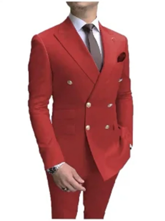 Casual Sky Blue Double Breasted Suit Set