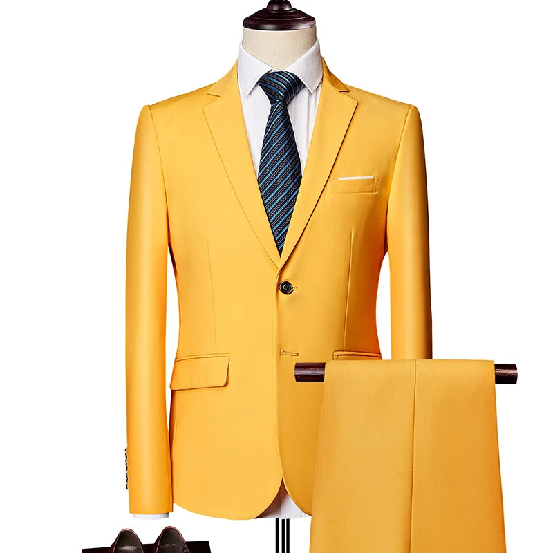2 Pieces Men's Casual Business Suit Set
