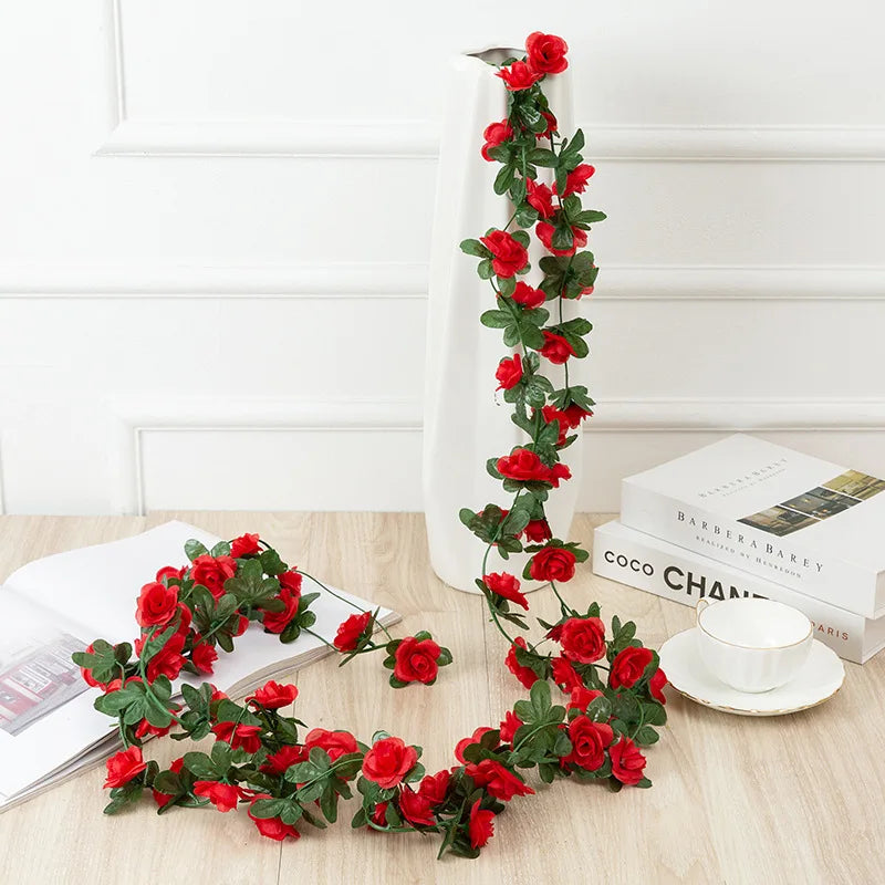 Silk Rose Vine Garland for Wedding and Home Decor