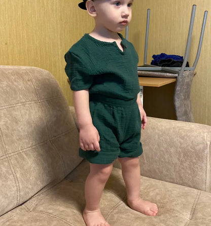 Cotton Linen T-Shirt and Shorts Set