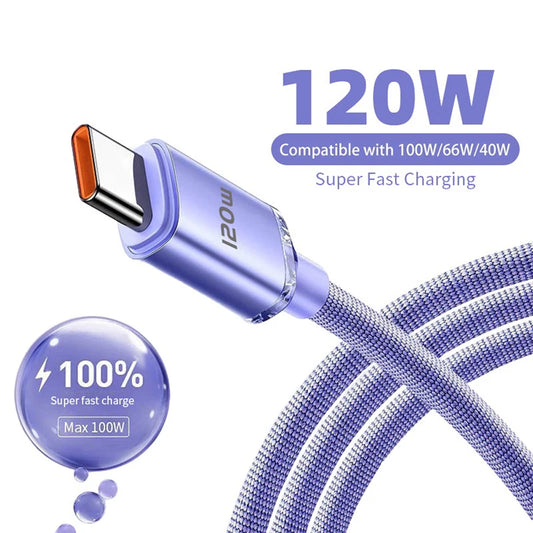 120W PD Type C Cable Fast Charger Cord Quick Charge USB C Cables Phone Charger