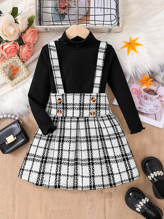 Langärmliges Rollkragen-Strickkleid für Kinder