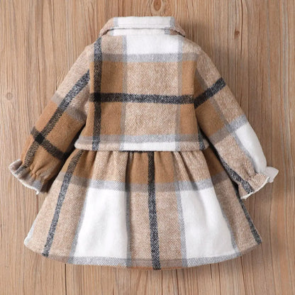 Baby Girl Plaid Long Sleeve Dress Set