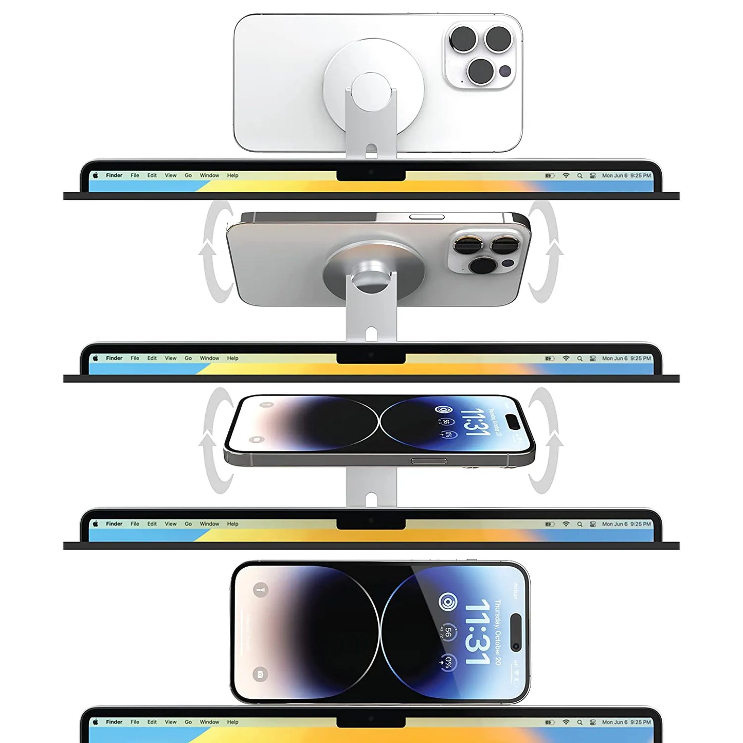 Magnetische iPhone-Laptop-Halterung mit Drehfunktion