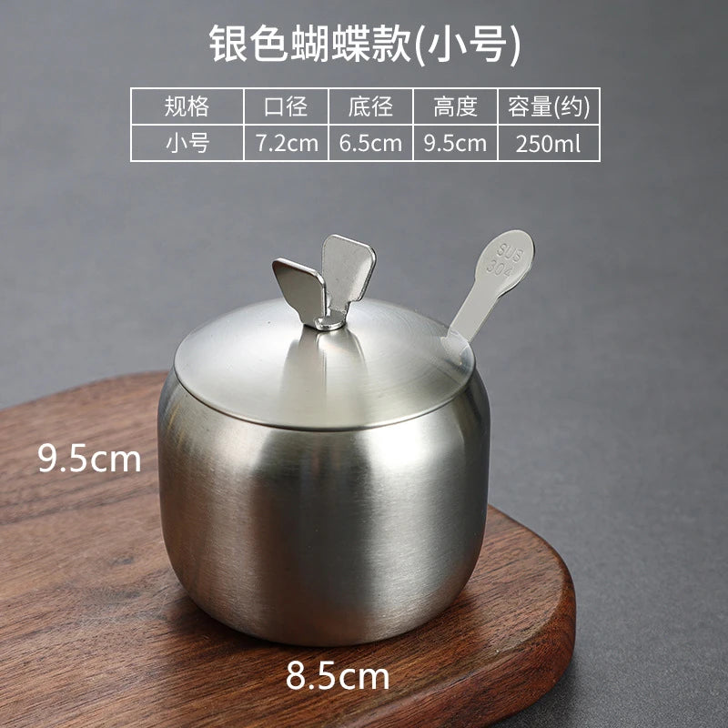 Stainless Steel Seasoning Jar & Lid Spoon