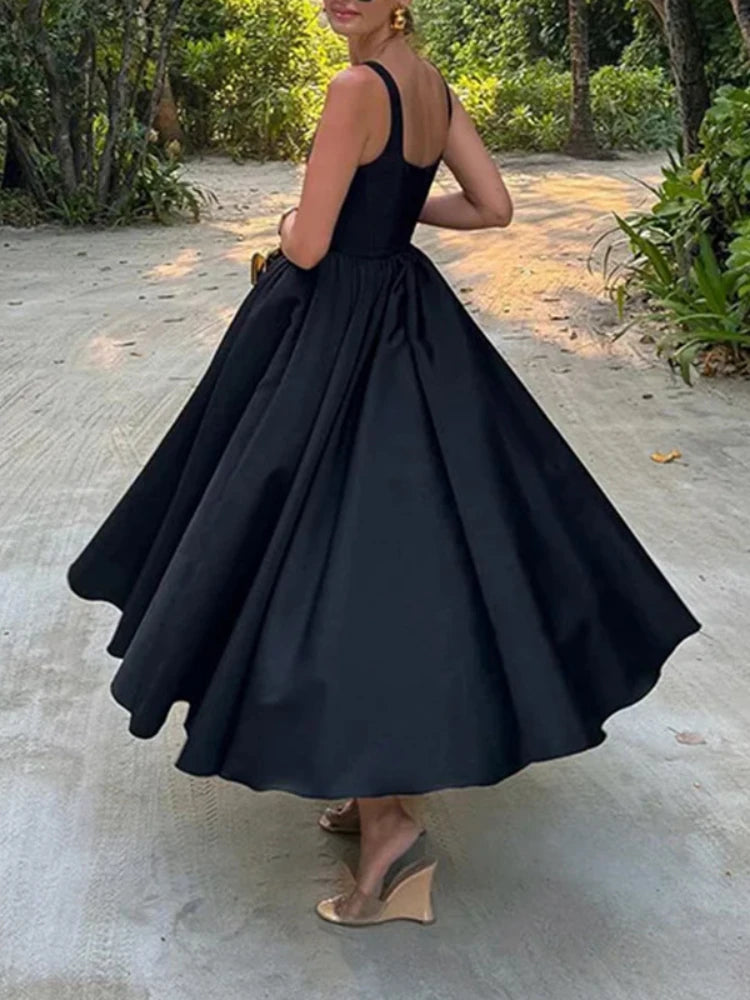 Elegantes Vintage Maxikleid mit Spaghettiträgern