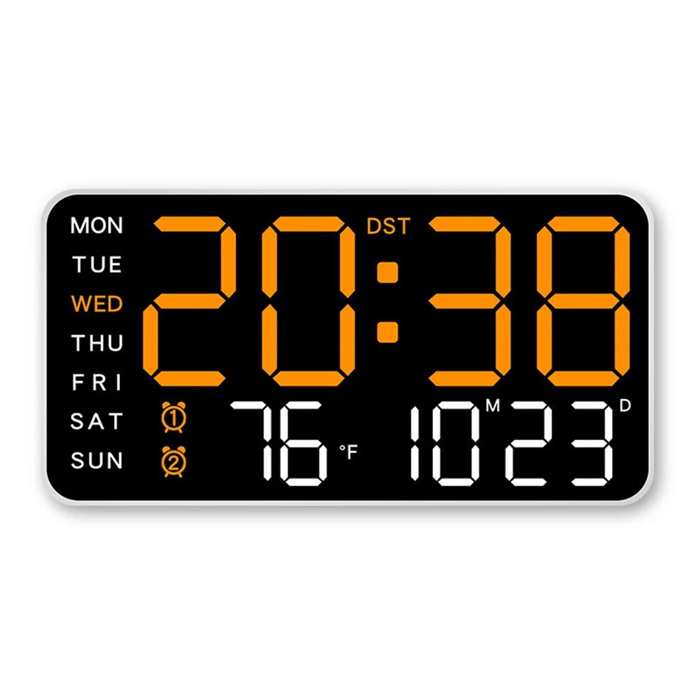 LED Digital Wall Clock Temperature Date Week Display Table Alarm Clocks