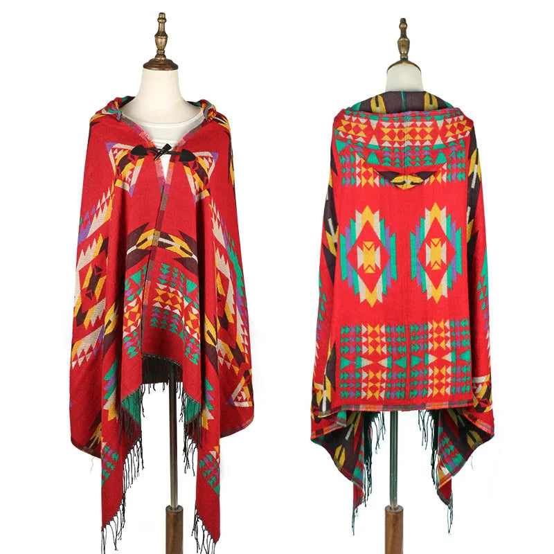 Ethnic Multifunctional Bohemian Shawl with Fringe and Tassels