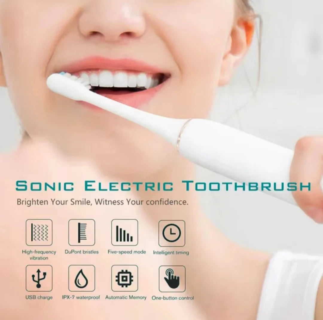 Electric Toothbrush Waterproof DuPont Brush Head USB Rechargeable High Frequency Cleaning