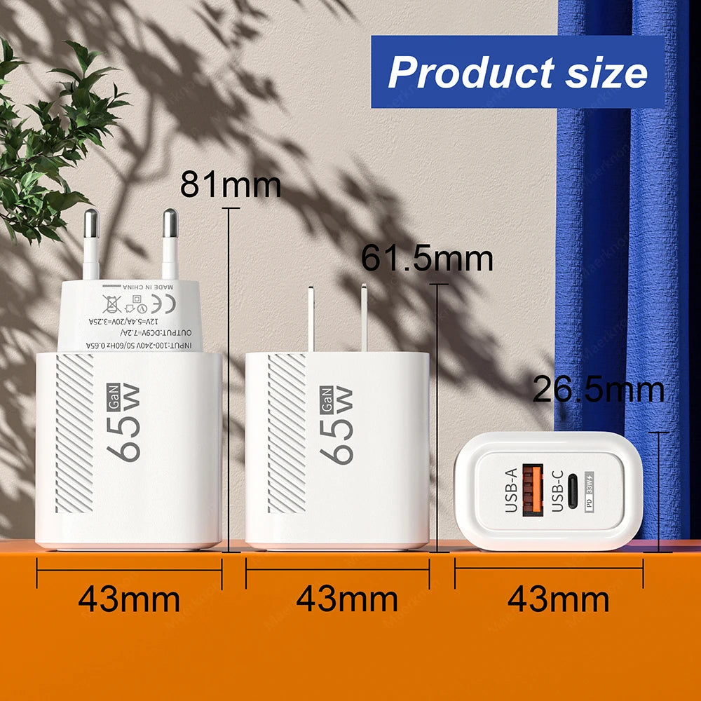 Adaptateur secteur ultra rapide 65 W - Adaptateur de charge PD