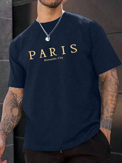 Romantisches Herren-T-Shirt mit Grafikdruck „Paris“
