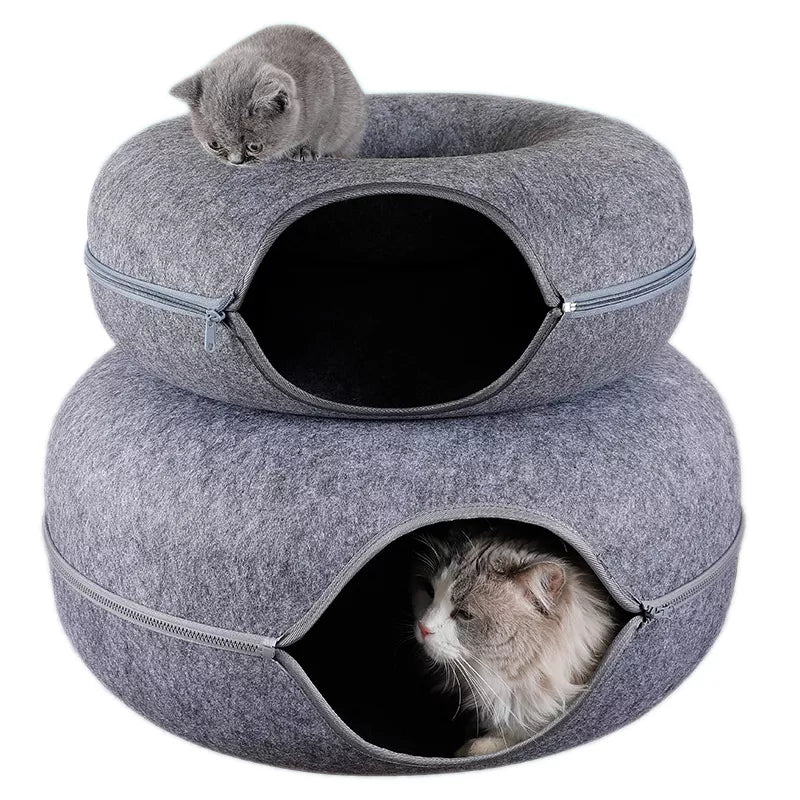 Dual-use Indoor Tunnel Interactive Donut Cat Bed