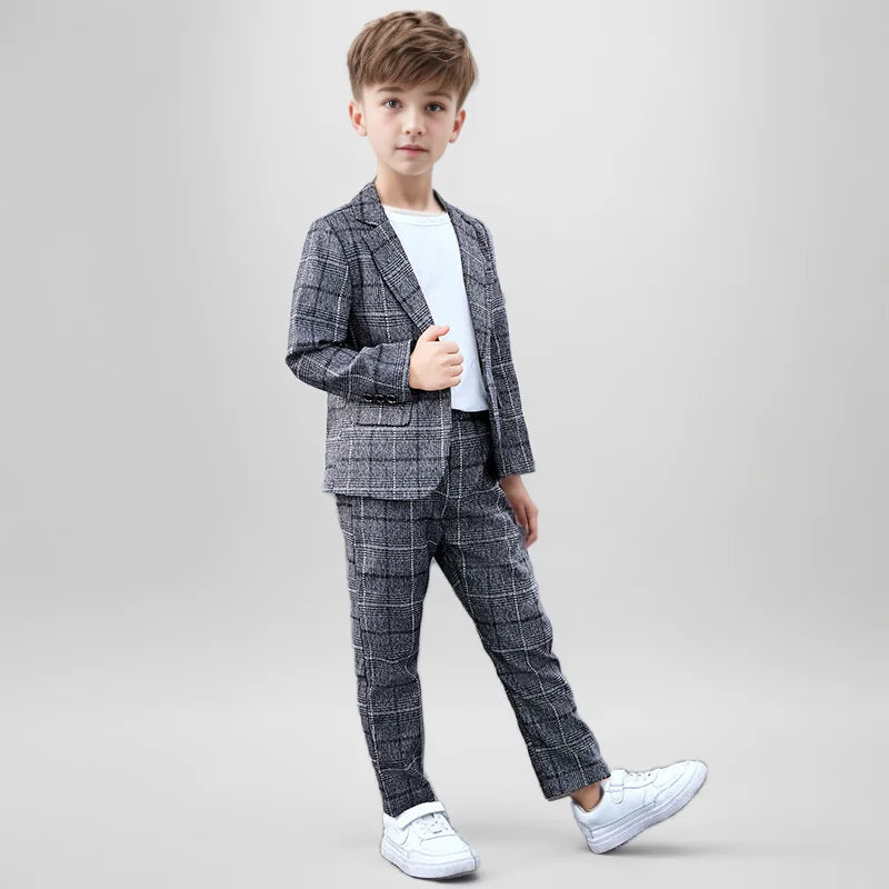 Ensemble blazer et pantalon à carreaux pour garçon