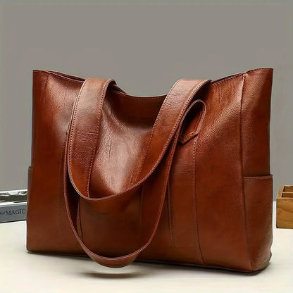 Damen Vintage Große Kapazität Retro Vegan Schulter Handtasche