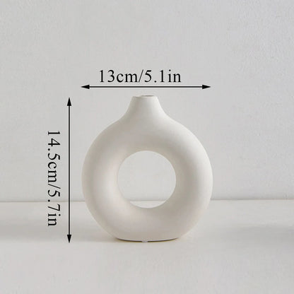 1 vase à fleurs minimaliste en plastique en forme de beignet