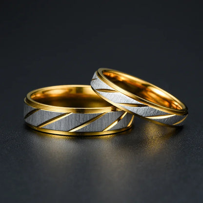 Bagues de couple à motif de vague unique - Bague en acier inoxydable de haute qualité, cadeau pour couple