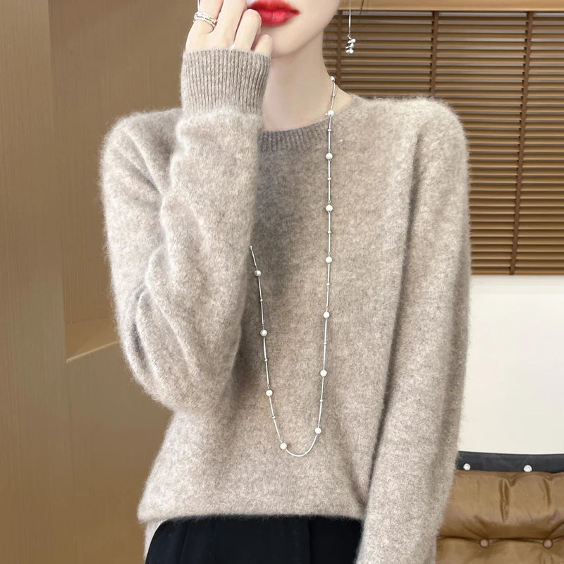 Women's Winter Warm Crew Neck Wool Sweater