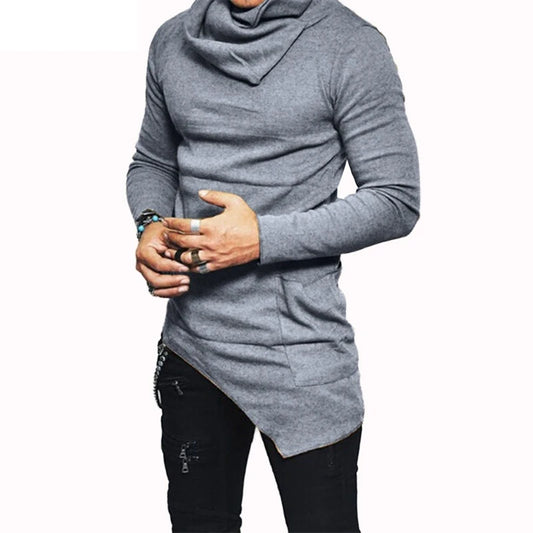 Men's Unbalanced Hem Long Sleeve Hoodie