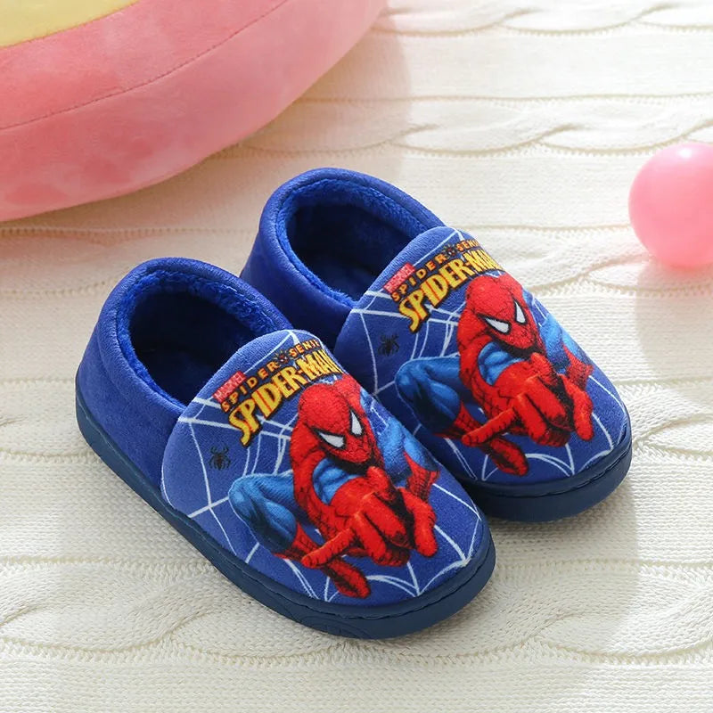 Cartoon Spiderman Cotton Slippers for Boys - Warm & Stylish