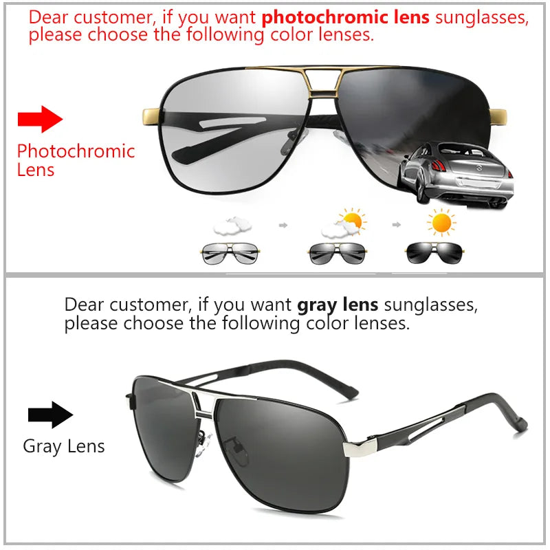 Square Polarized Photochromic Military Safety Driving Sunglasses