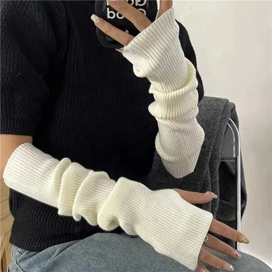 Women Fingerless Knitted Mittens – Winter Arm Warmers