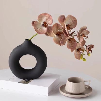 1 vase à fleurs minimaliste en plastique en forme de beignet