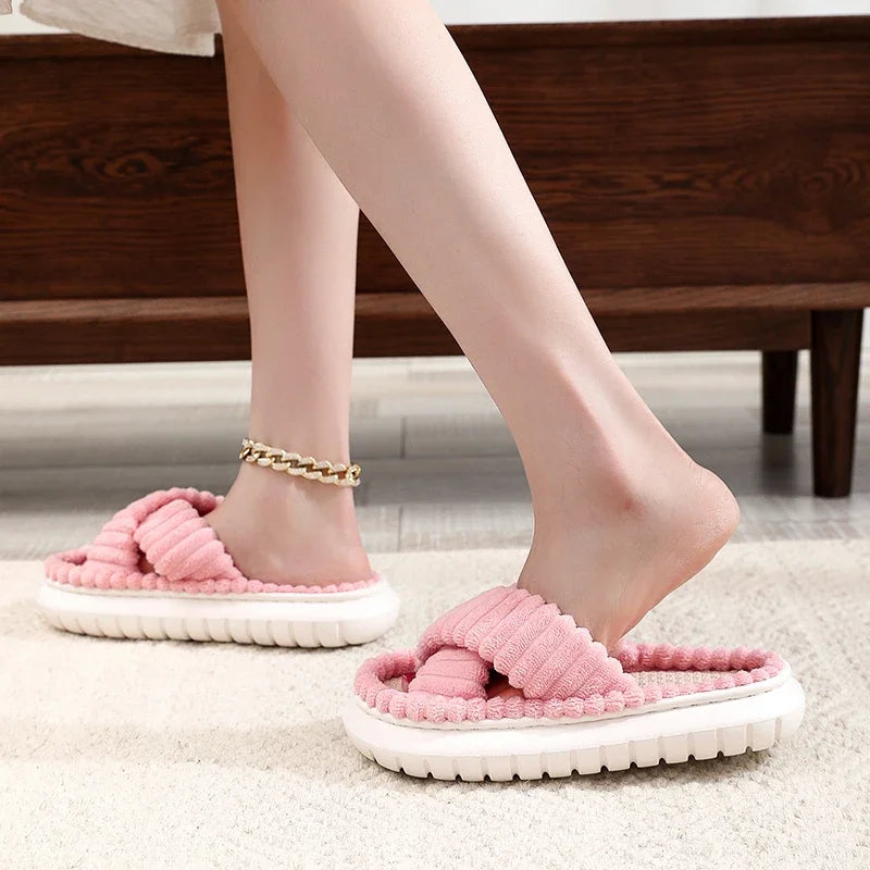 Women's Linen Cross-Band Slippers