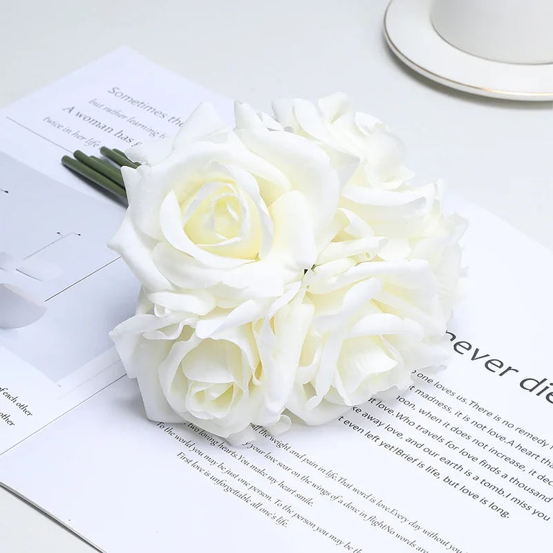 10pcs Faux Latex Roses for Wedding Decoration